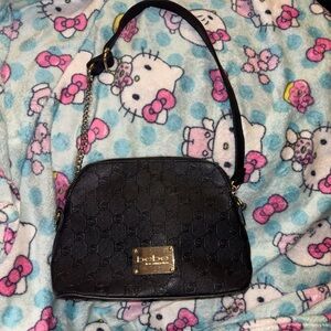 Bebe Black Crossbody Bag with Gold Accents